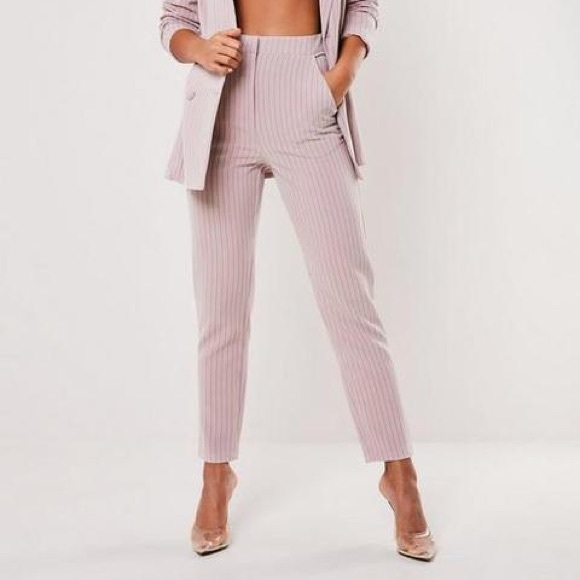 Missguided pink pin stripe trouser 2 US - Picture 1 of 3